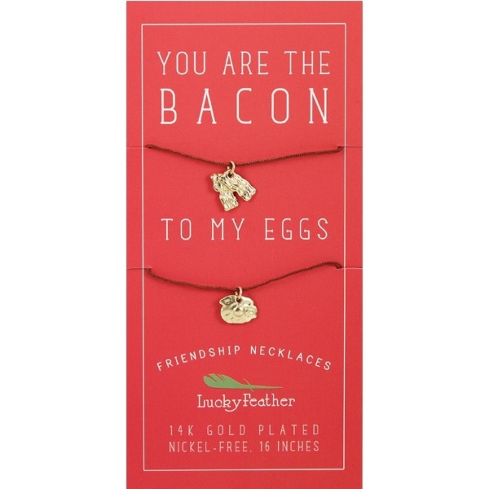NEW IN BAG LUCKY‎ FEATHER FRIENDSHIP NECKLACES - GOLD - BACON & EGGS
